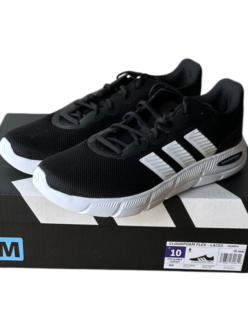 adidas Men's Cloudfoam Flex Sneaker, Black, Size 10 - Picture 6 of 7